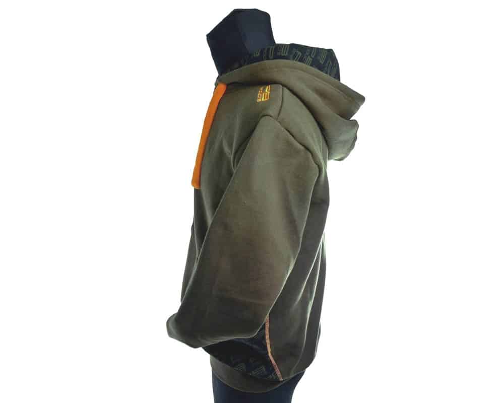 PB Products zipped hoodie, side view