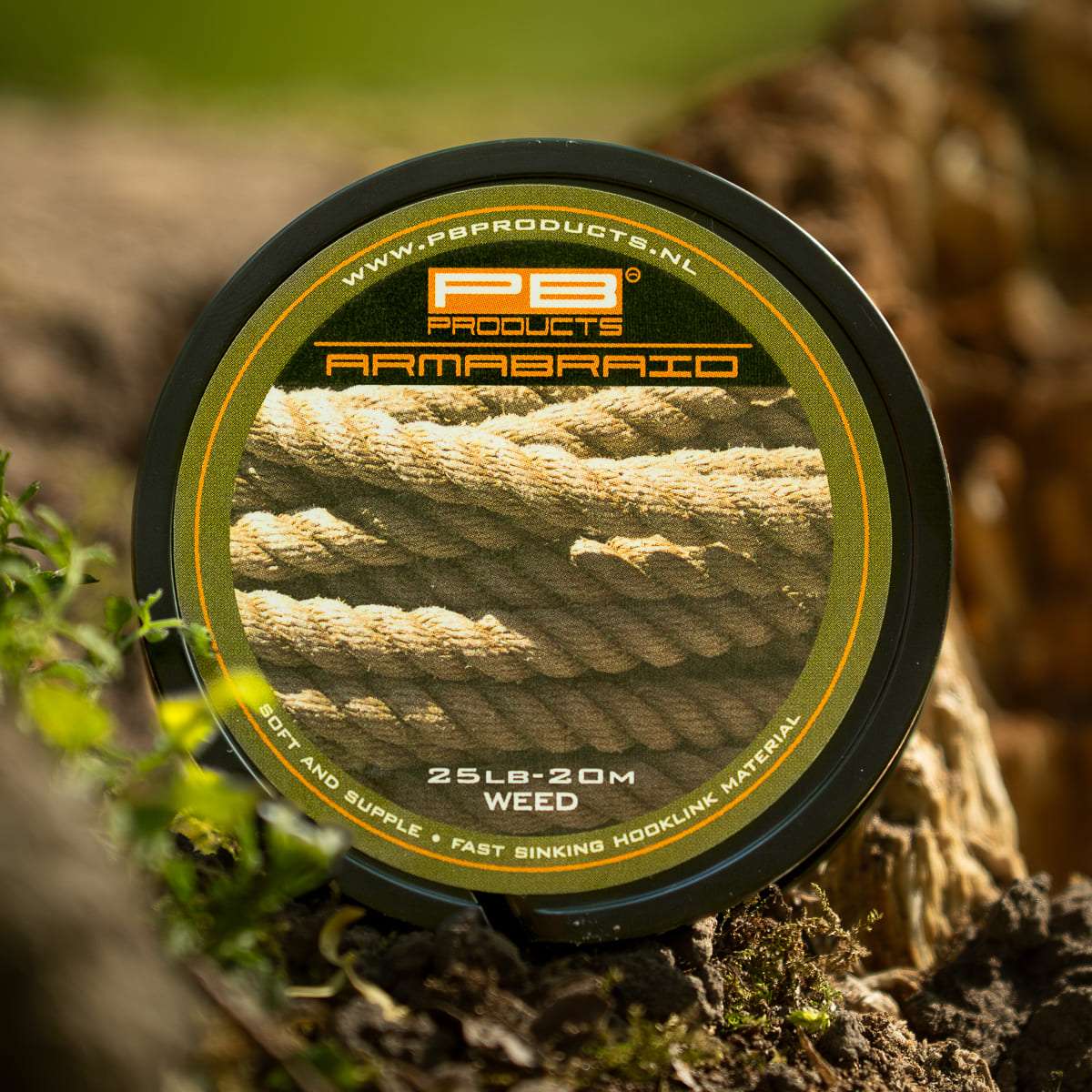 PB Products Armabraid soft braided hooklink, 25 lb in Weed