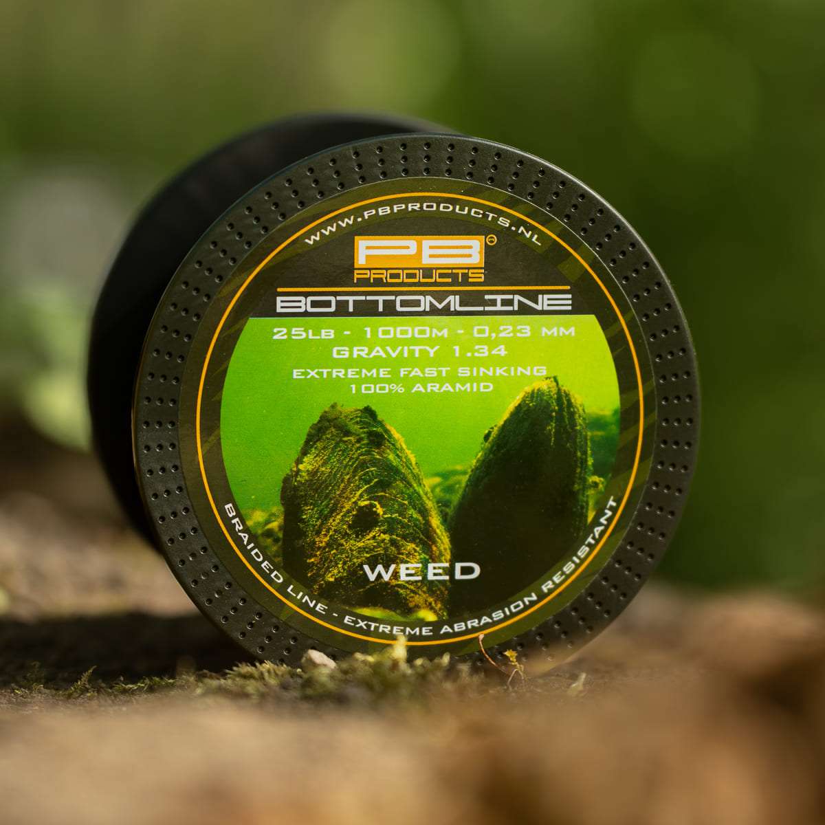 PB Products Bottom Line braided mainline, 0.23 mm 1000 m, weed