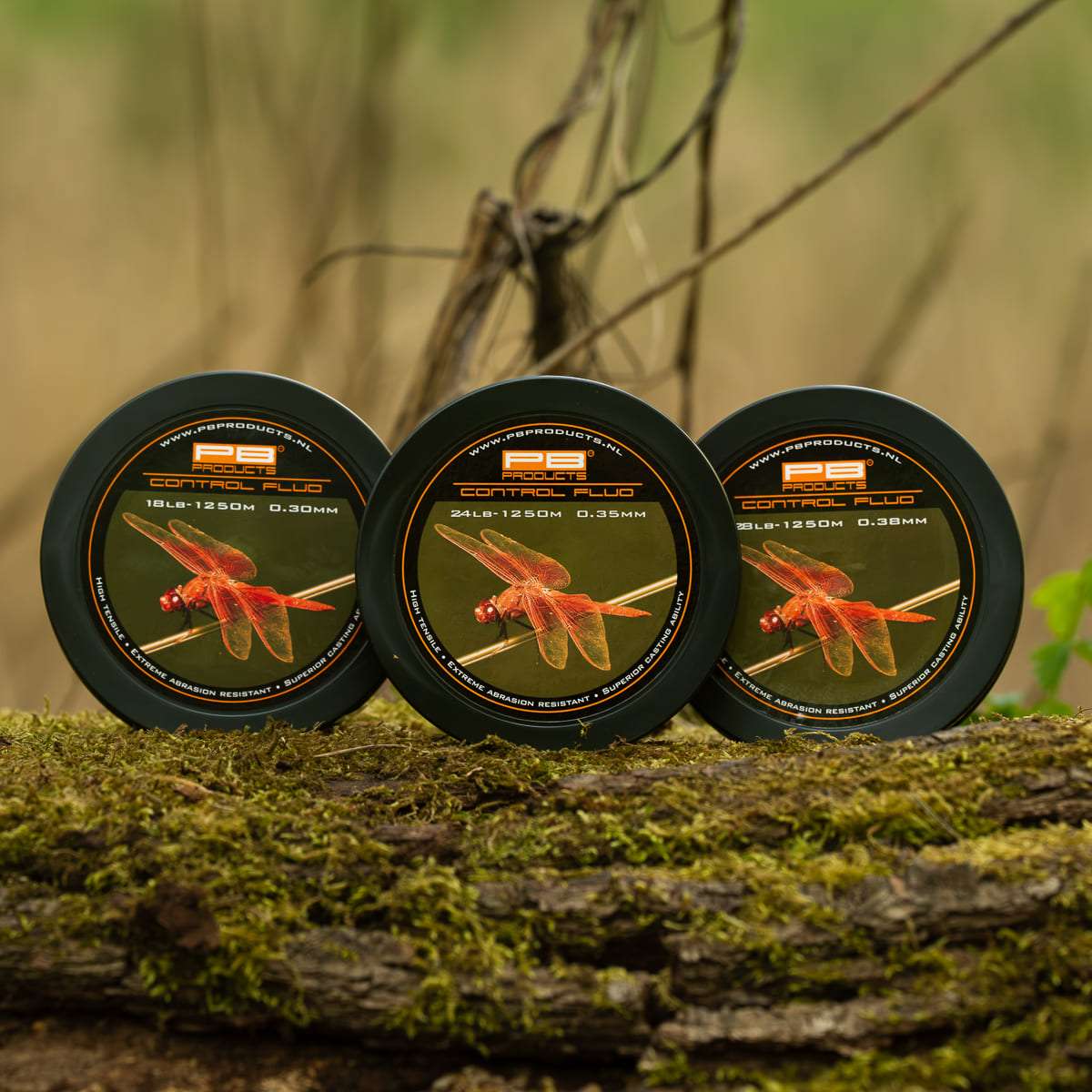 PB Products Control Mono Fluo Orange monofilament mainline, three spools