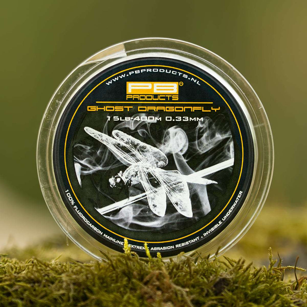 PB Products Ghost Dragonfly fluorocarbon mainline, 0.33 mm 15 lb spool
