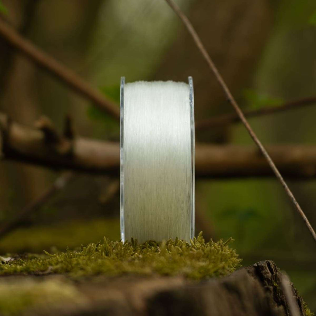 PB Products Ghost Dragonfly fluorocarbon mainline spool, side view