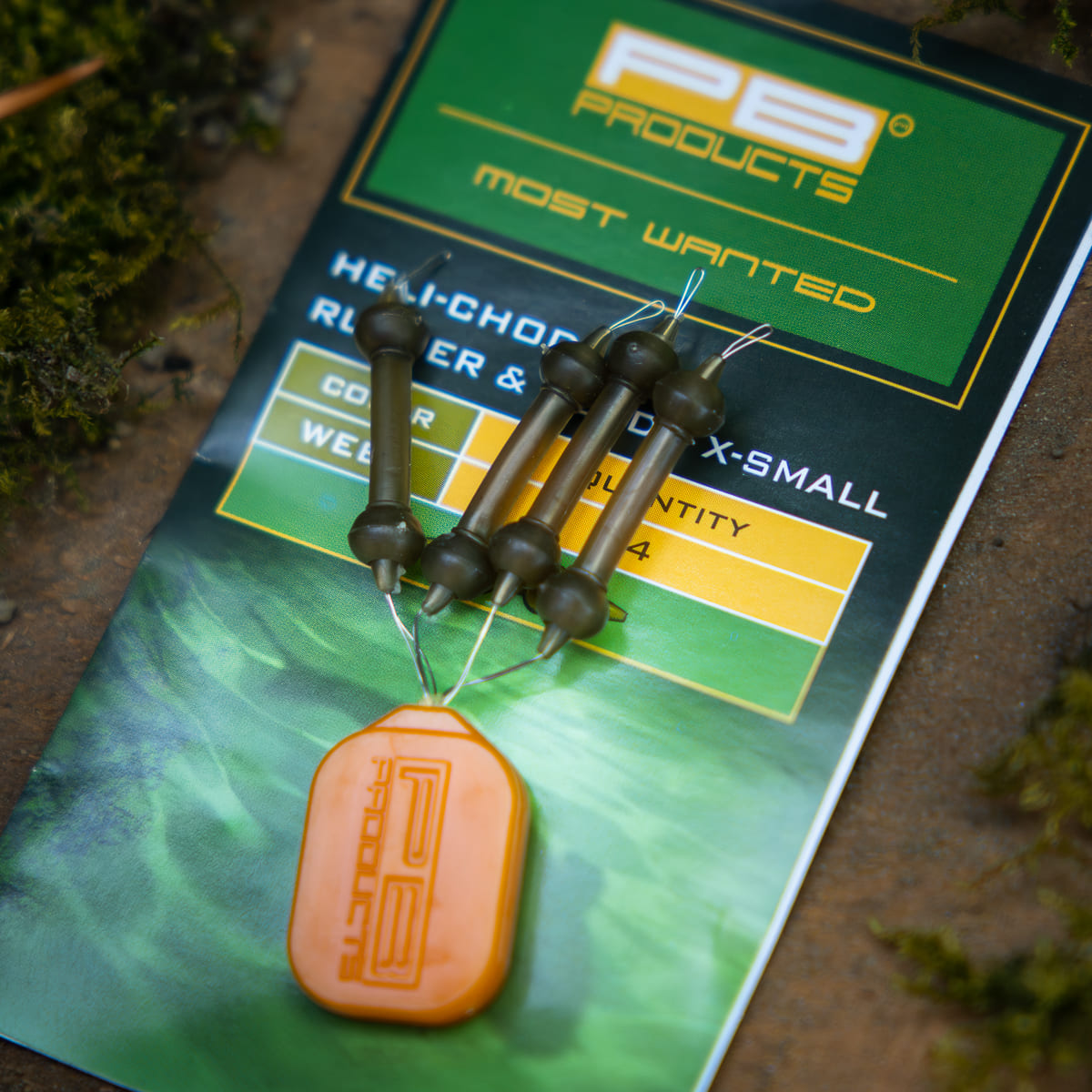 PB Products Heli-Chod X-small rubber and beads in Weed, side view