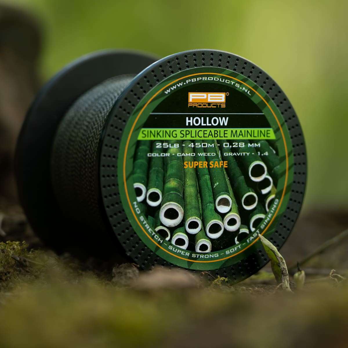 PB Products Hollow Braid spliceable camo weed braided mainline, 25 lb