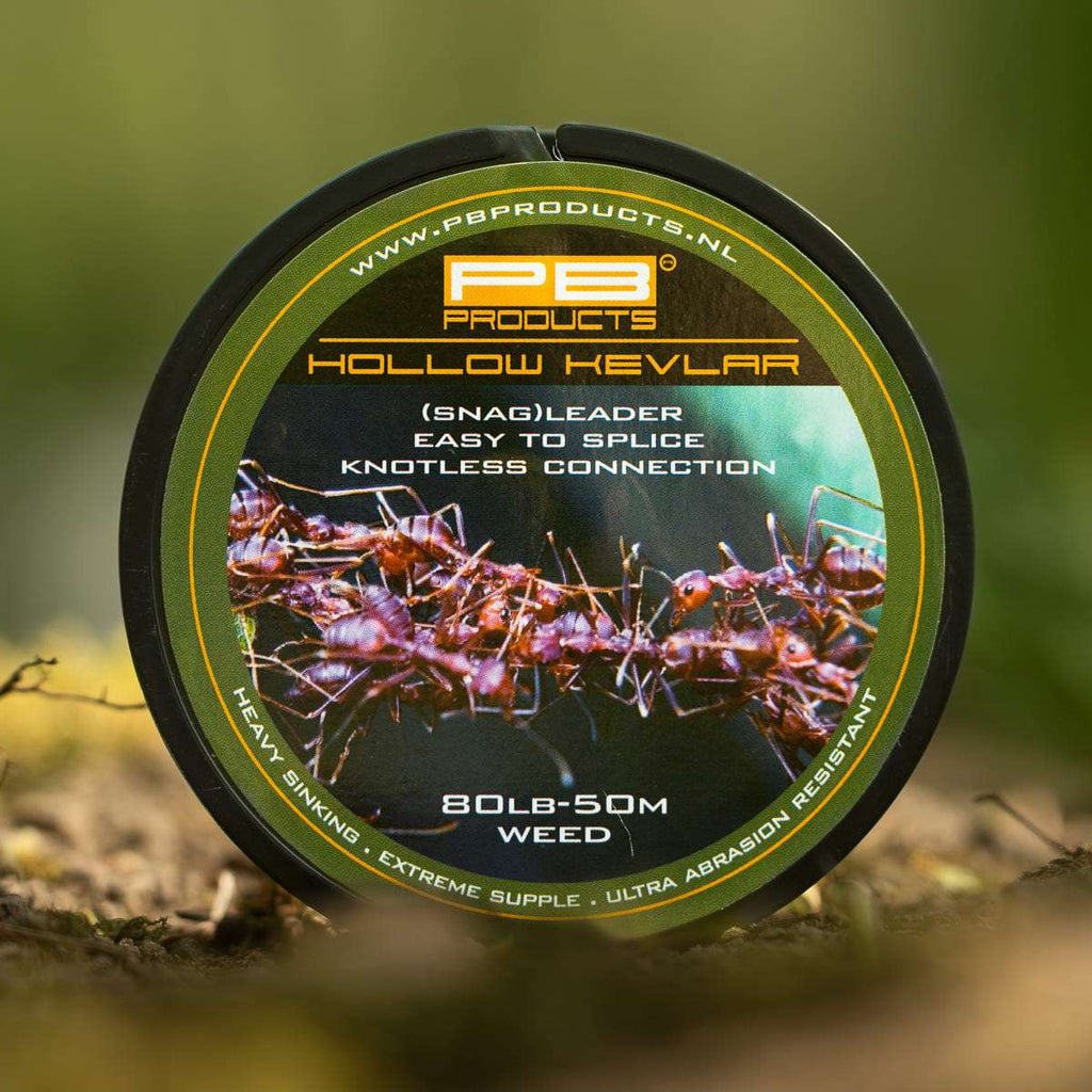 PB Products Hollow Kevlar leader, 80 lb 50 m in Weed
