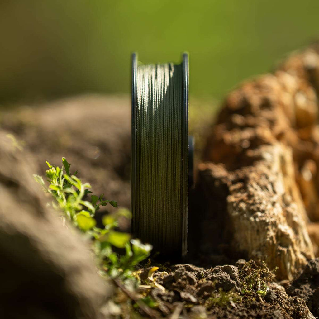 PB Products Hollow Kevlar leader in Weed, side view