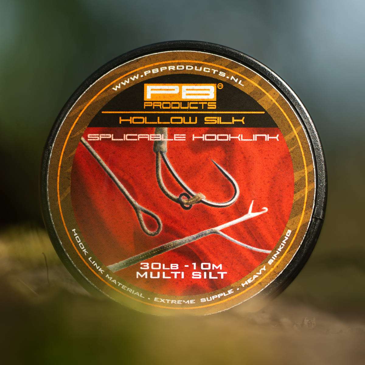 PB Products Hollow Silk splicable braided hooklink, 30 lb in Silt