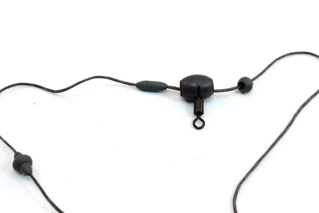 PB Products Downforce Tungsten Sliding Naked Chod bead and ring swivel, close up