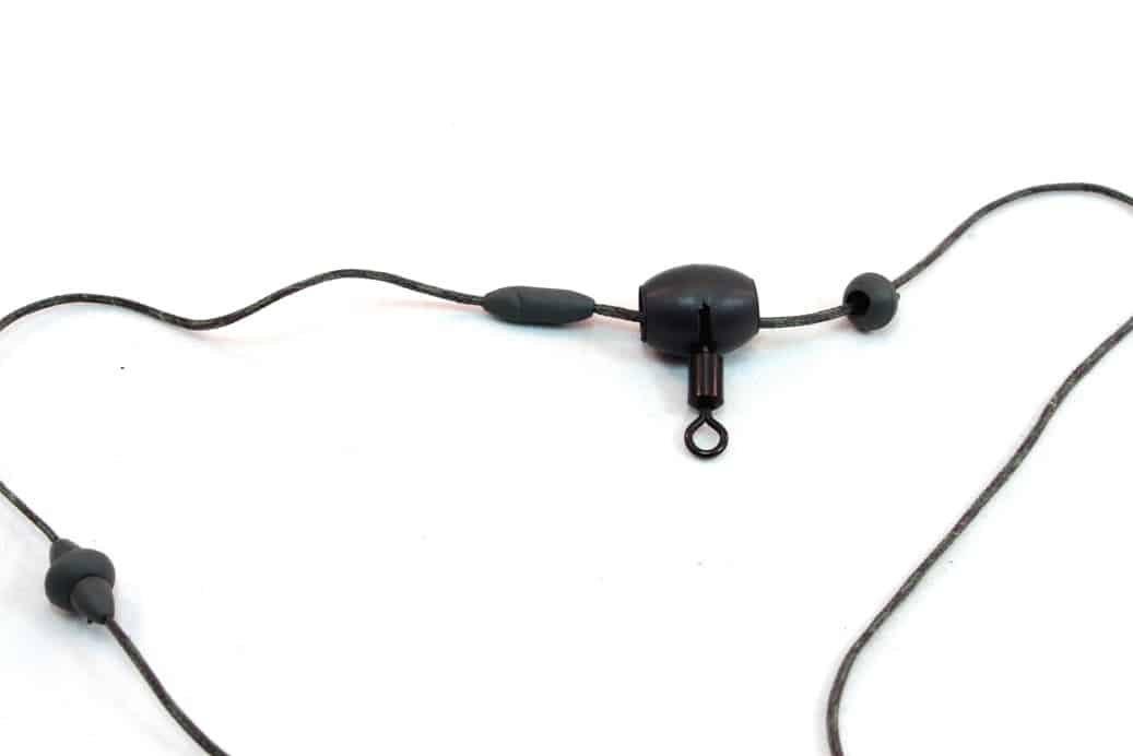 PB Products Downforce Tungsten Sliding Naked Chod bead and ring swivel, close up