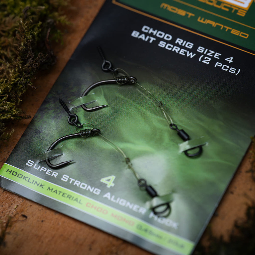 PB Products Chod rig with bait screw, size 4, side view