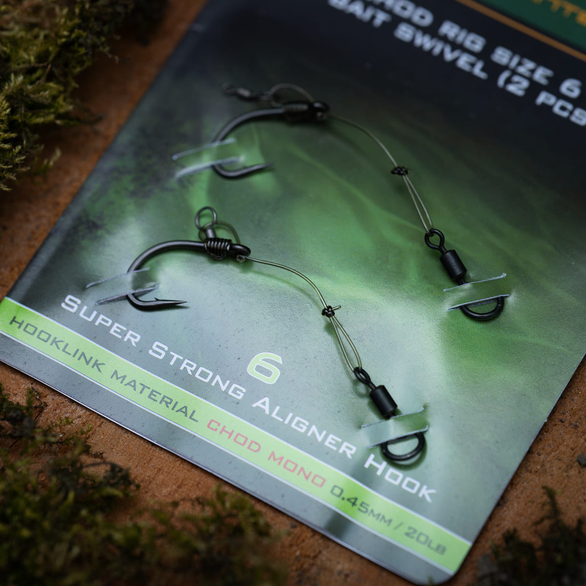 PB Products Chod rig with bait swivel, size 6, side view