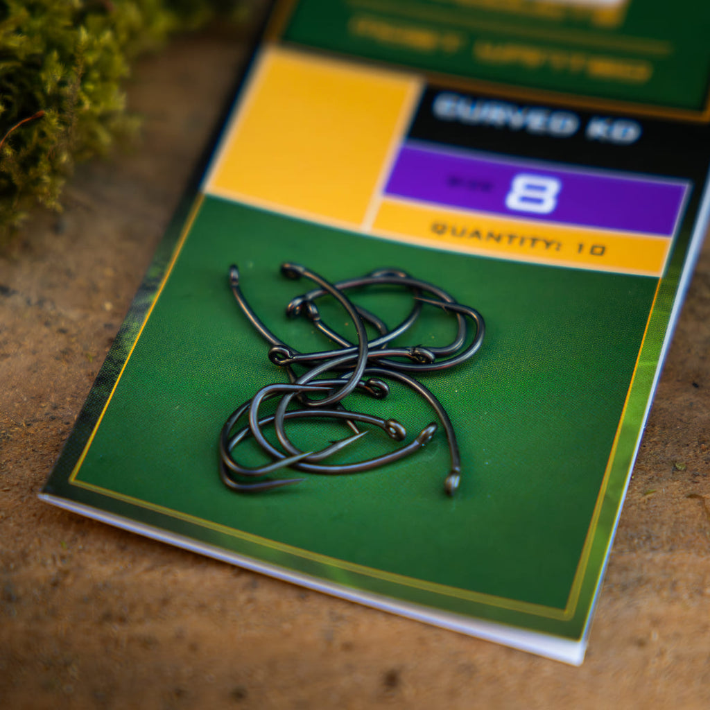 PB Products Curved KD hook, size 8, side view