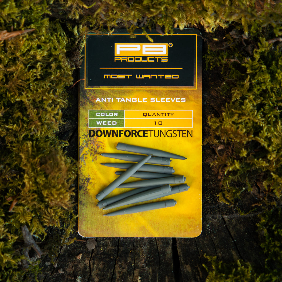 PB Products Downforce Tungsten Anti Tangle Sleeves in Weed, package