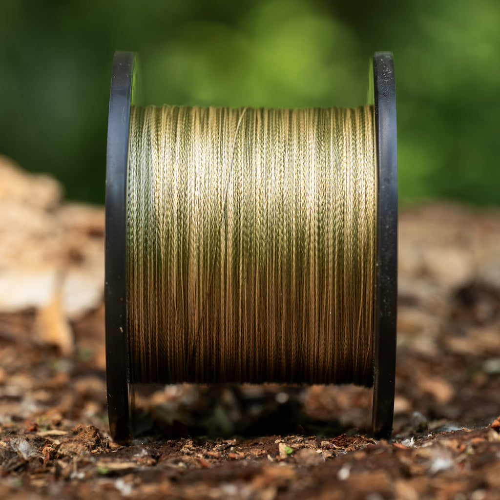 PB Products Gator Braid camo 2-tone braided mainline, side view