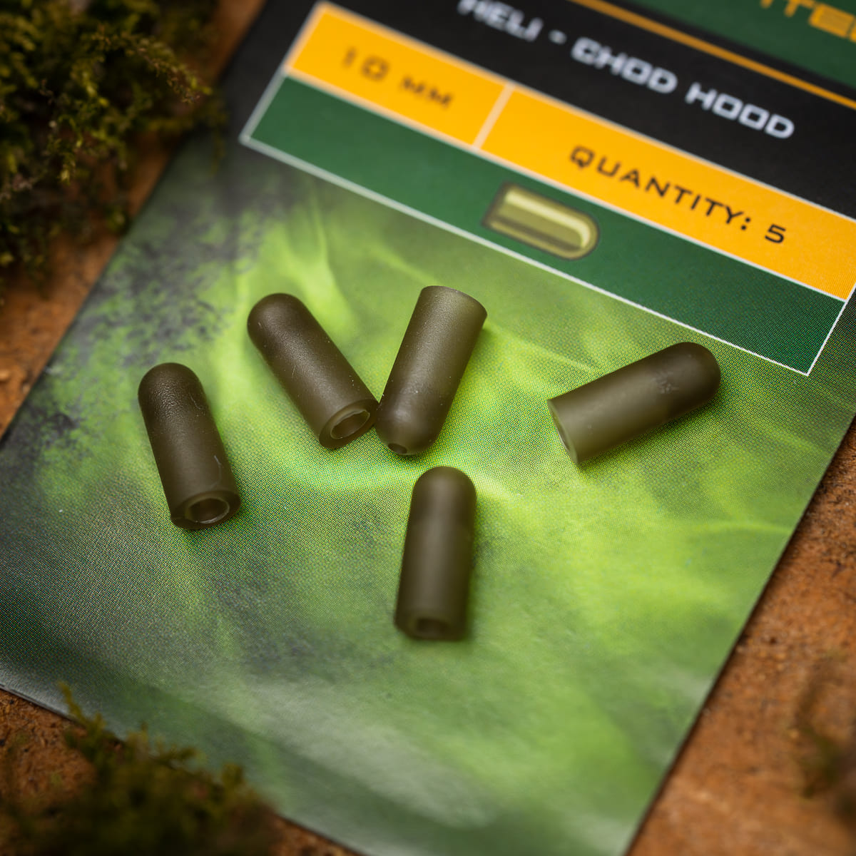 PB Products Heli-Chod Hoods in Weed, 10 mm, side view