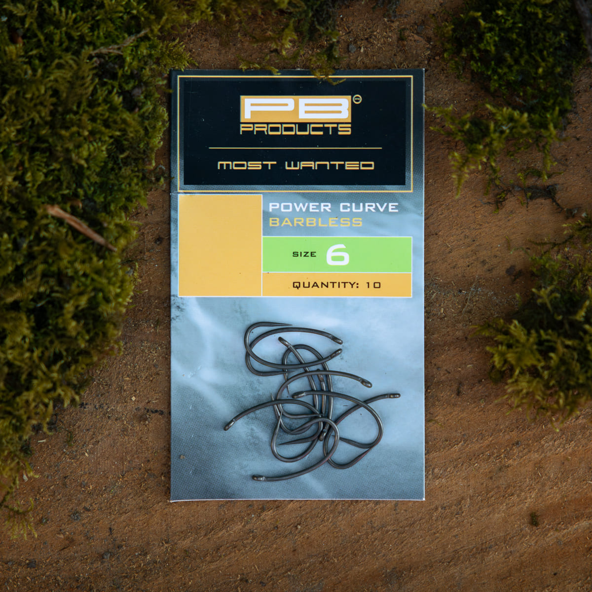 PB Products Power Curve barbless hook, size 6, package