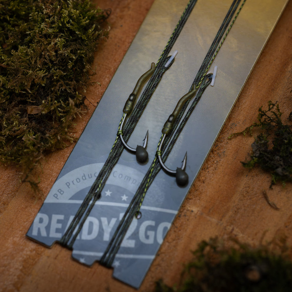PB Products R2G Silk Ray clip leader with Shot on the Hook rig, size 4, side view