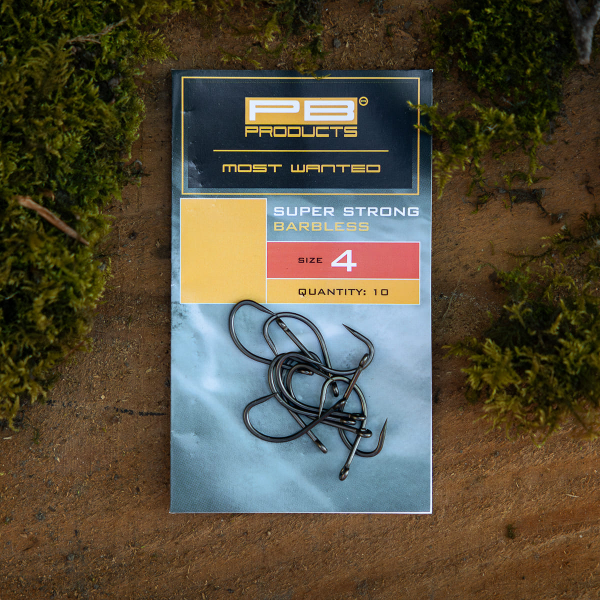 PB Products Super Strong barbless hook, size 4, package