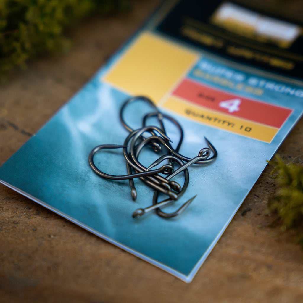 PB Products Super Strong barbless hook, size 4, side view