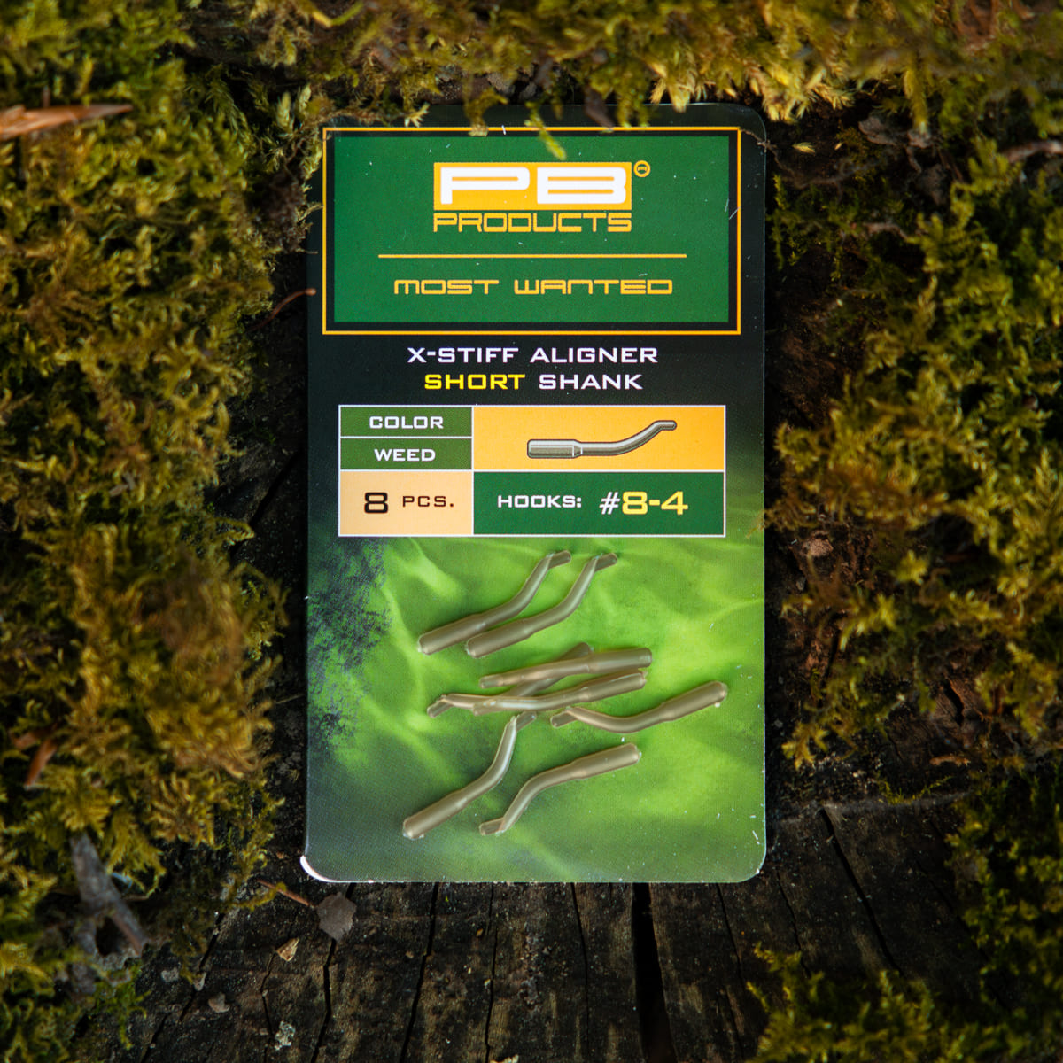 PB Products X-Stiff Short Shank aligner in Weed, size 4 to 8, package