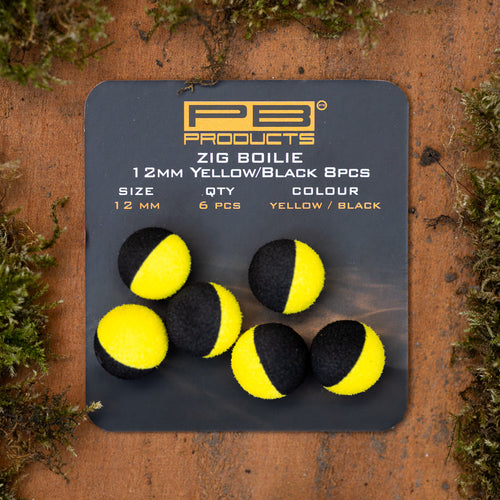 Zig Boilie Yellow & Black 12mm/15mm (6pcs)