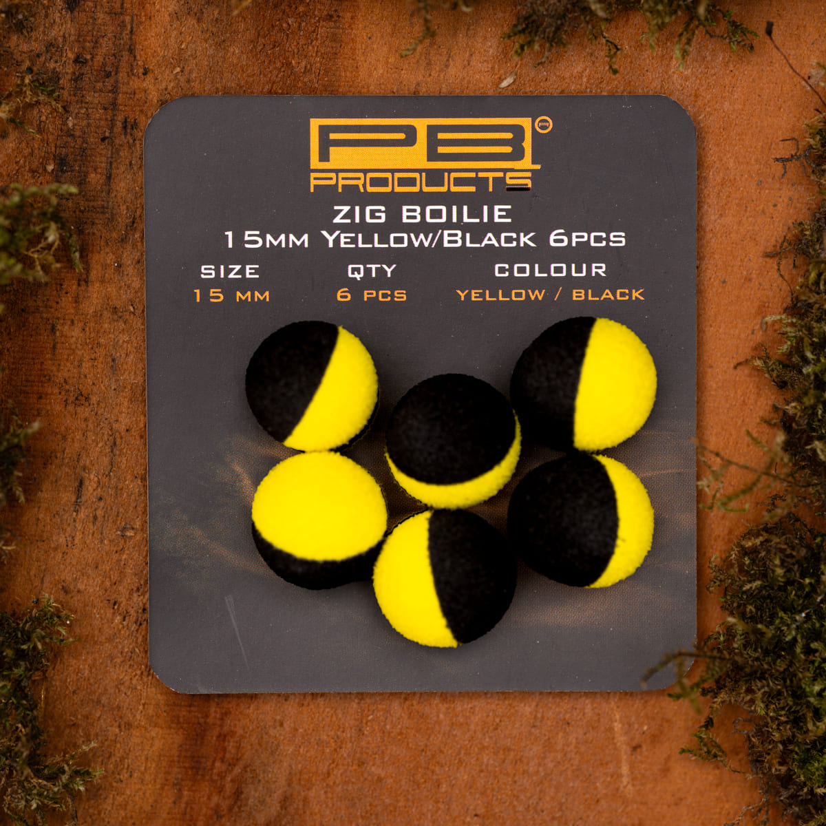 PB Products zig boilie Yellow and Black 15 mm, package