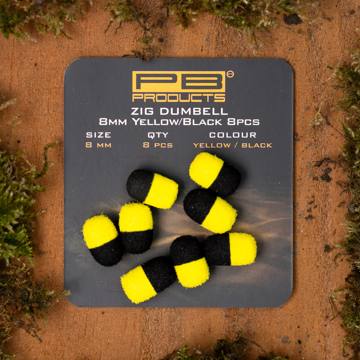 PB Products zig dumbell 8 mm Yellow and Black, package