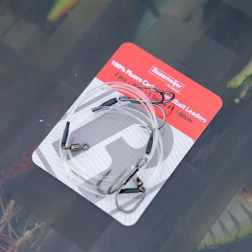 100% Fluoro Carbon Deadbait Leaders 1x #1 treble 60cm 2pcs