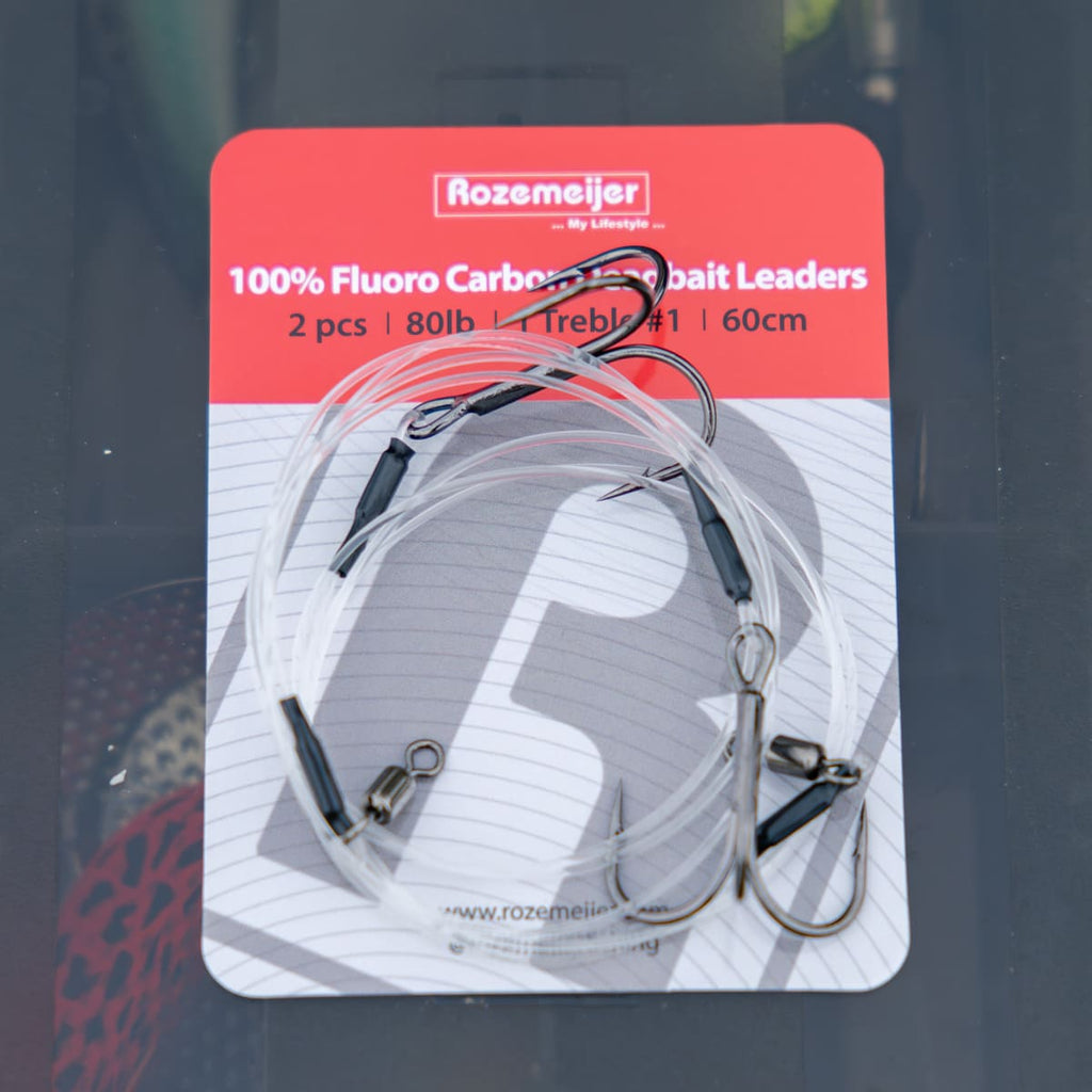 100% Fluoro Carbon Deadbait Leaders 1x #1 treble 60cm 2pcs