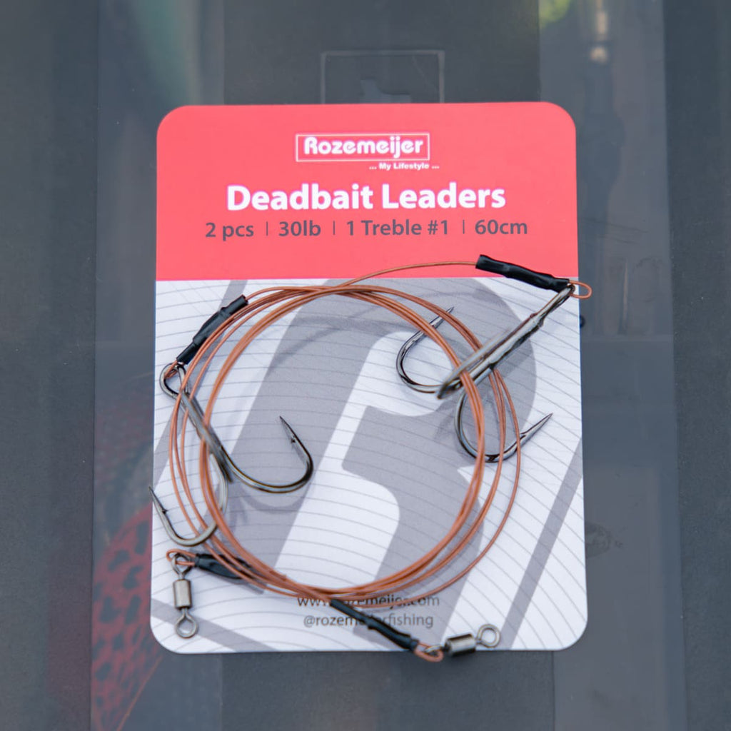 Deadbait Leaders 1x #1 treble 60cm 30lb 2pcs