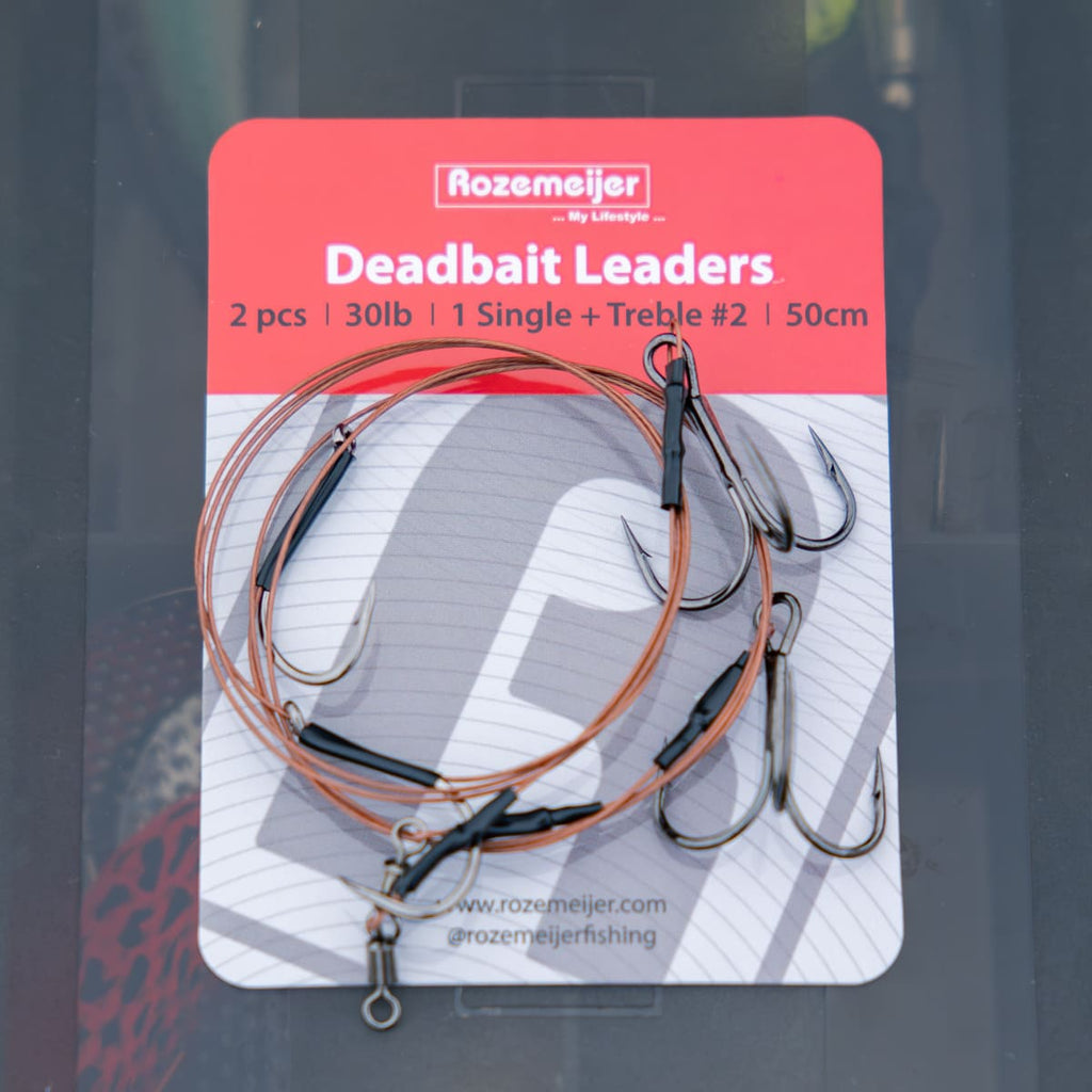 Deadbait Leaders 1x single + #2 treble 50cm 30lb 2pcs