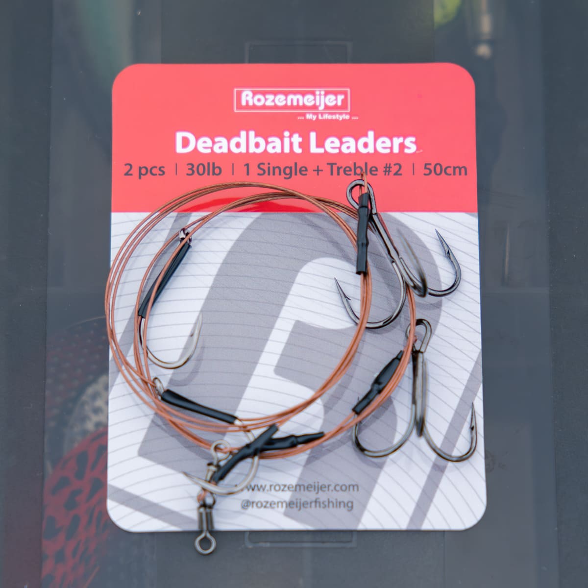 Deadbait Leaders 1x single + #2 treble 50cm 30lb 2pcs