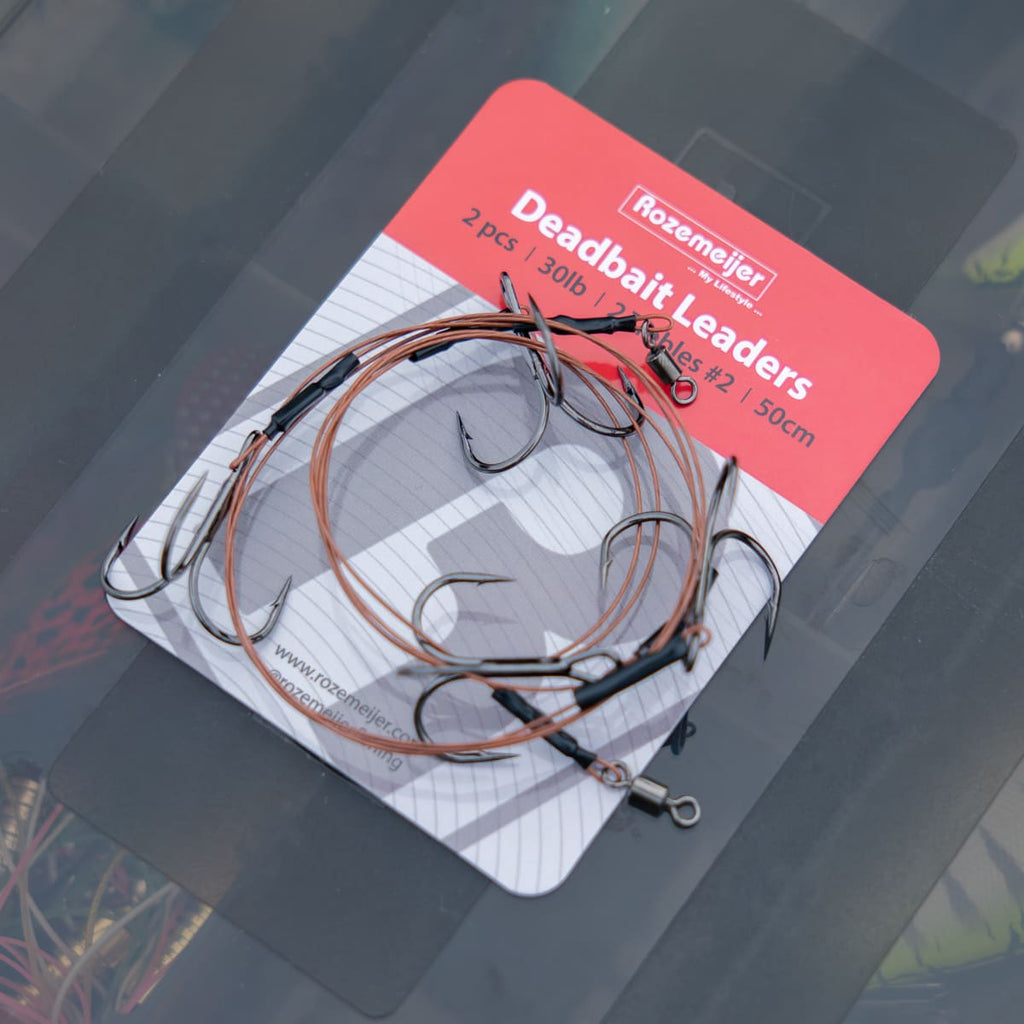 Deadbait Leaders 2x treble hooks 50cm 30lb 2pcs