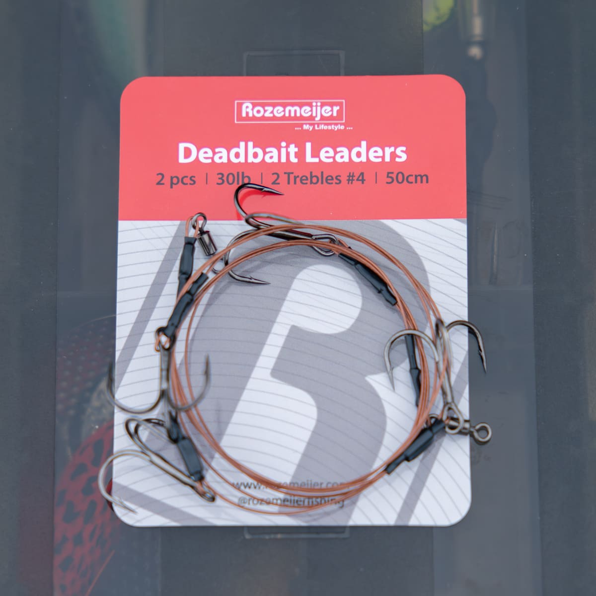 Deadbait Leaders 2x treble hooks 50cm 30lb 2pcs