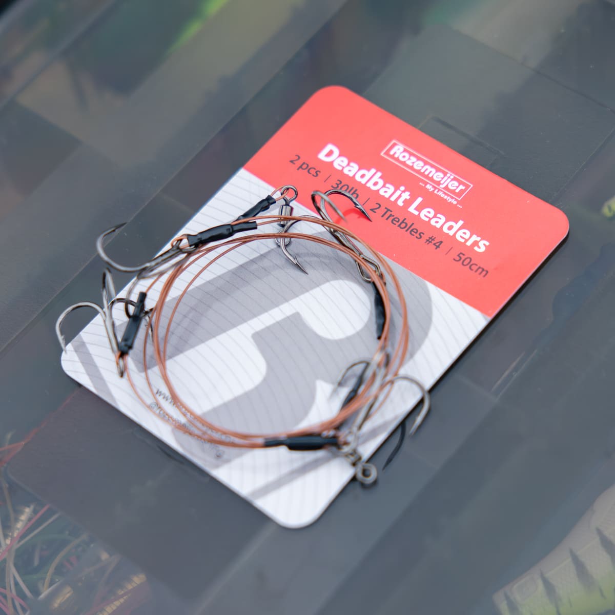 Deadbait Leaders 2x treble hooks 50cm 30lb 2pcs