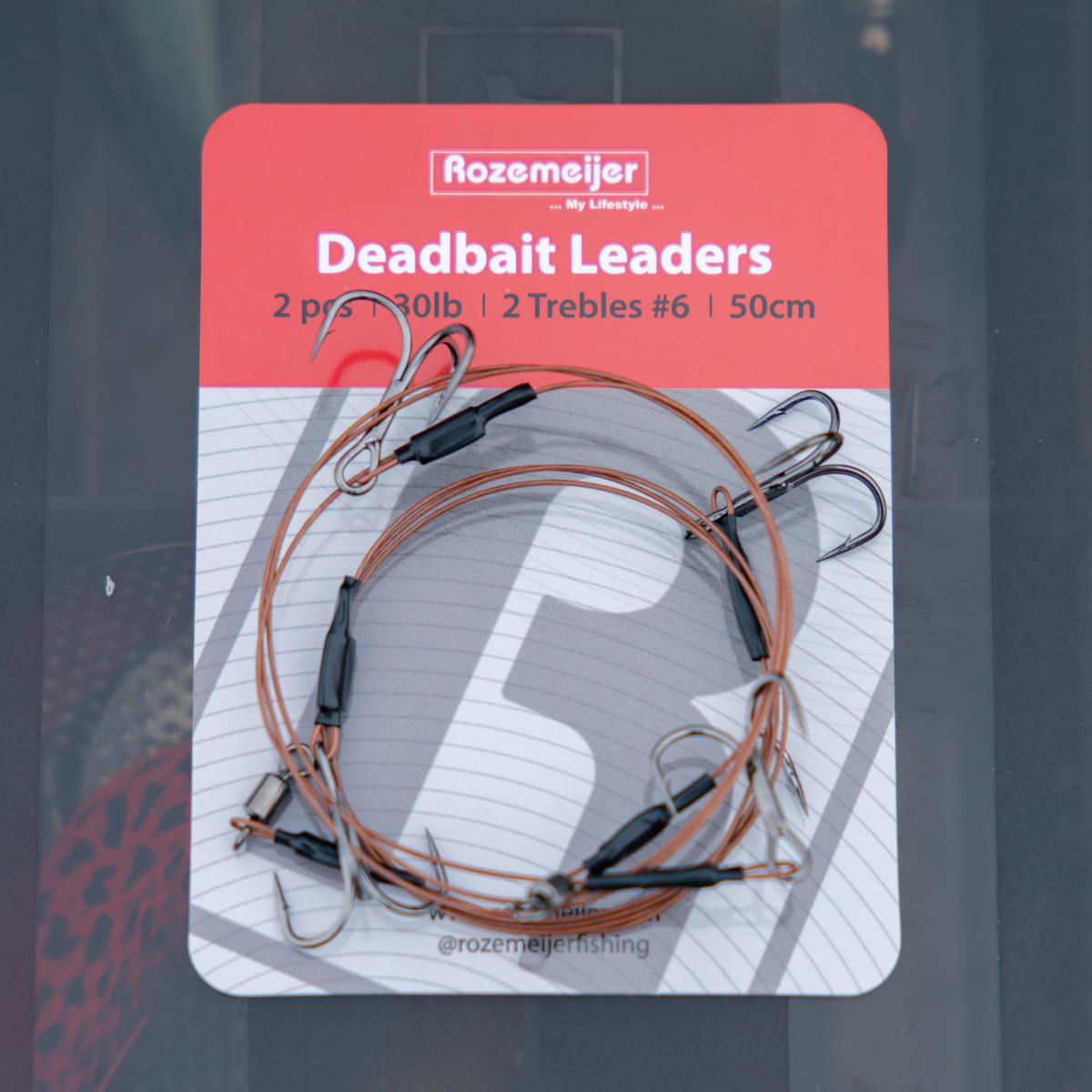 Deadbait Leaders 2x treble hooks 50cm 30lb 2pcs