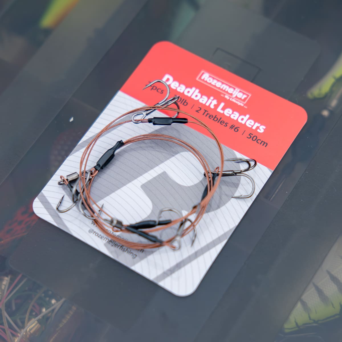 Deadbait Leaders 2x treble hooks 50cm 30lb 2pcs